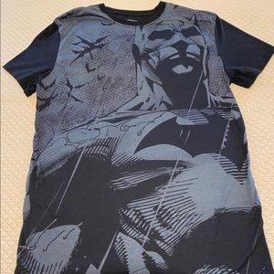 Men's Medium Vintage Batman Moisture Wicking Black All Over Front Print T-Shirt